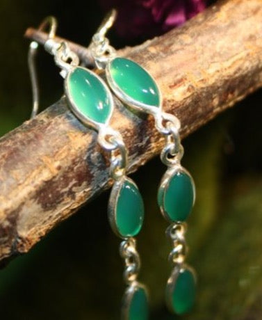 Green Onyx Sterling Silver Earrings kraftymother.com