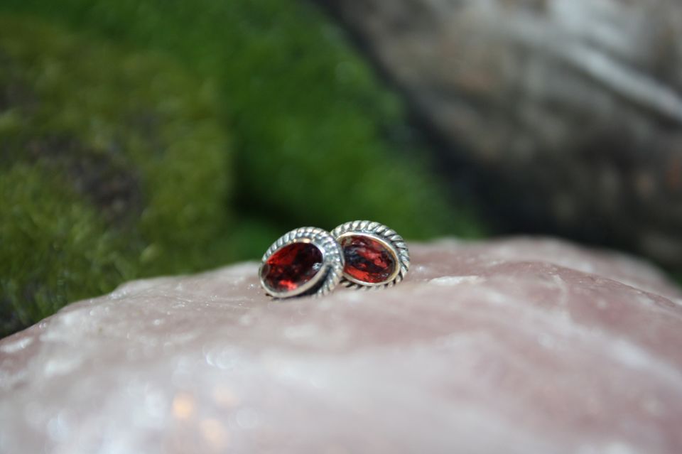 Garnet Sterling Silver Earrings