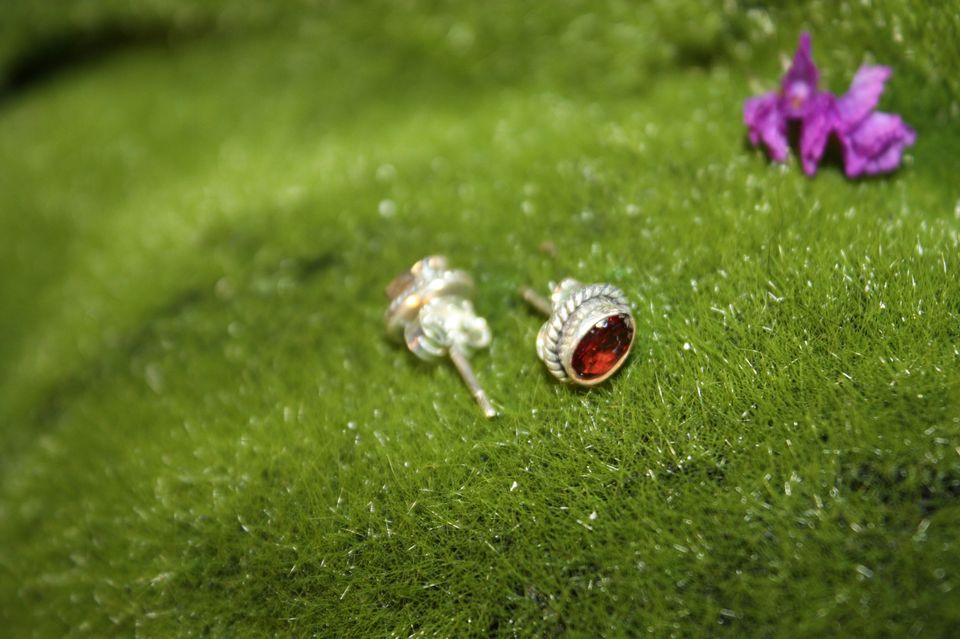 Garnet Sterling Silver Earrings