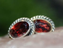 Garnet Sterling Silver Earrings
