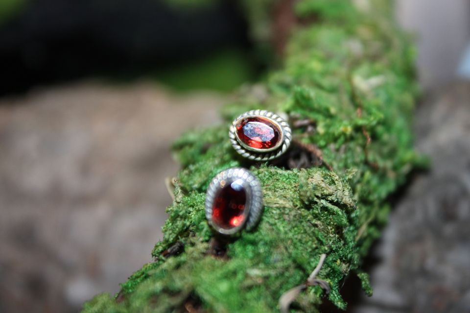 Garnet Sterling Silver Earrings