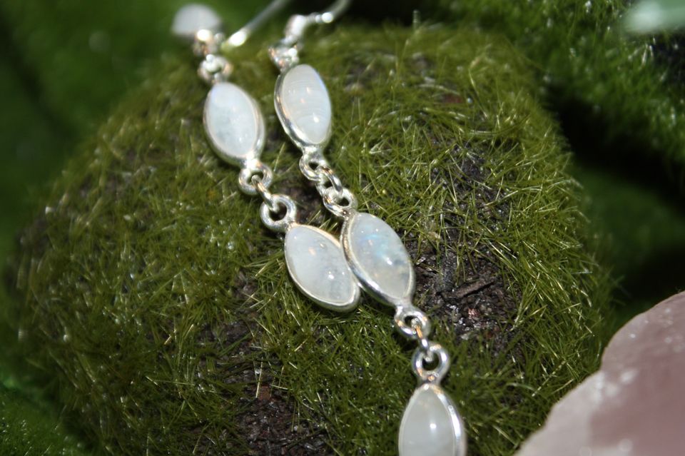 Rainbow Moonstone Sterling Silver Earrings