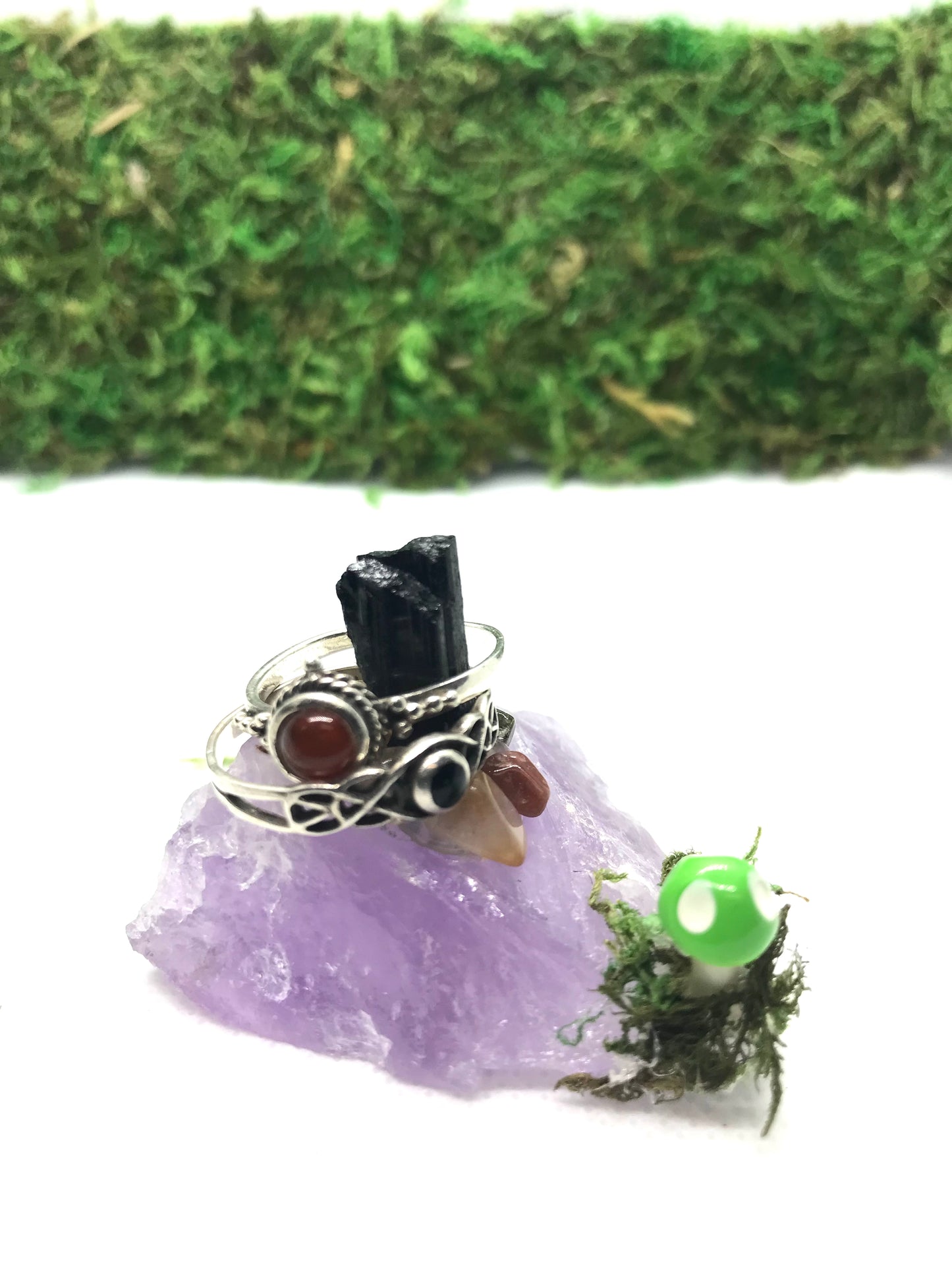 Amethyst and Black Tourmaline Ring Holder