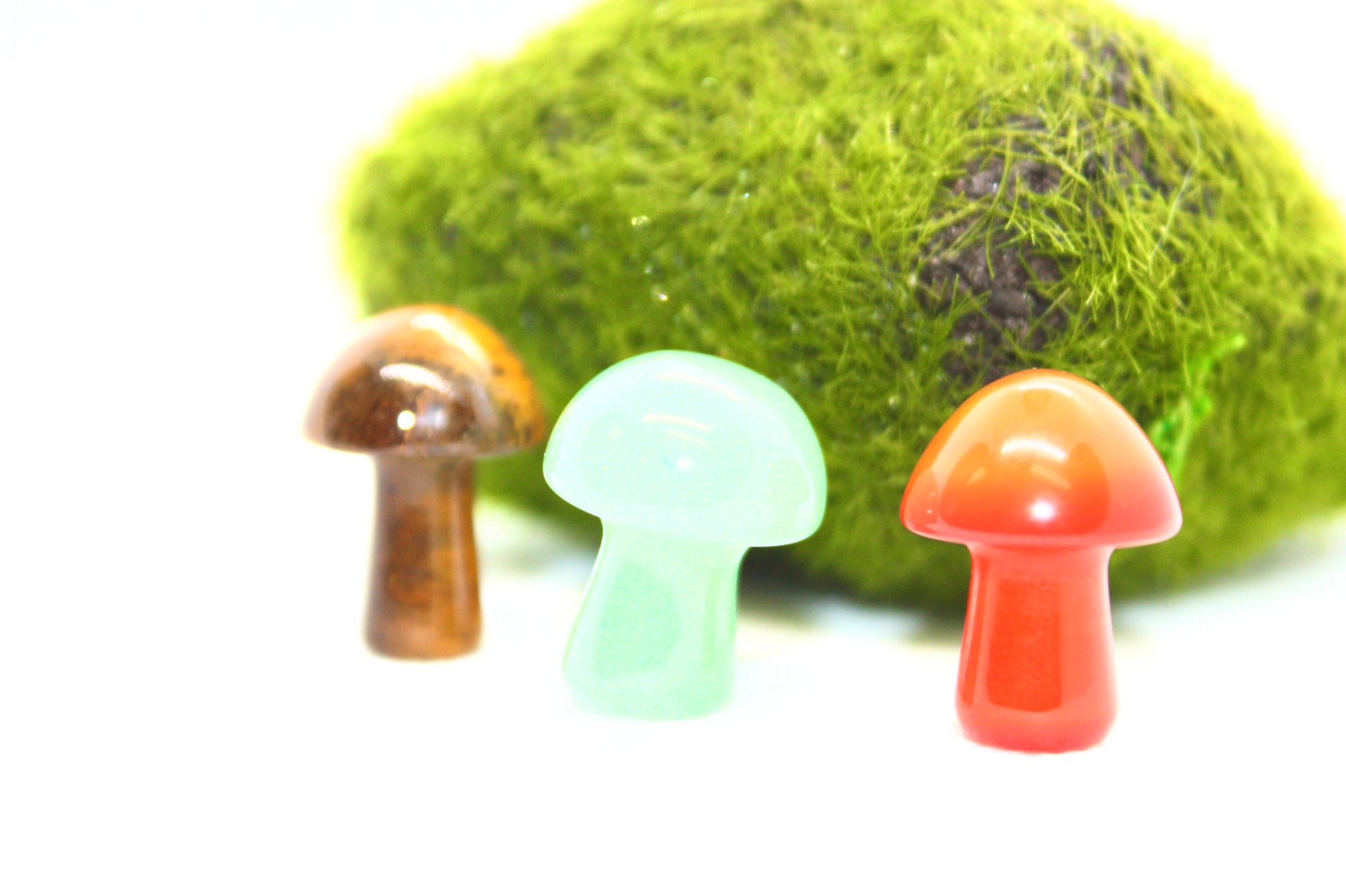 Green Aventurine, Tigers Eye and Red Agate Mini Mushroom Trio Stones kraftymother.com