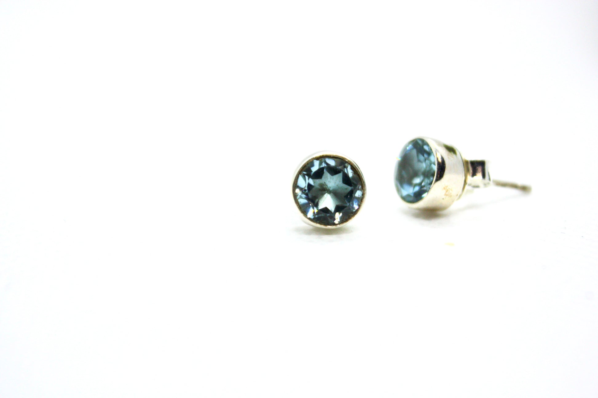 Blue Topaz Stud Sterling Silver Earrings kraftymother.com