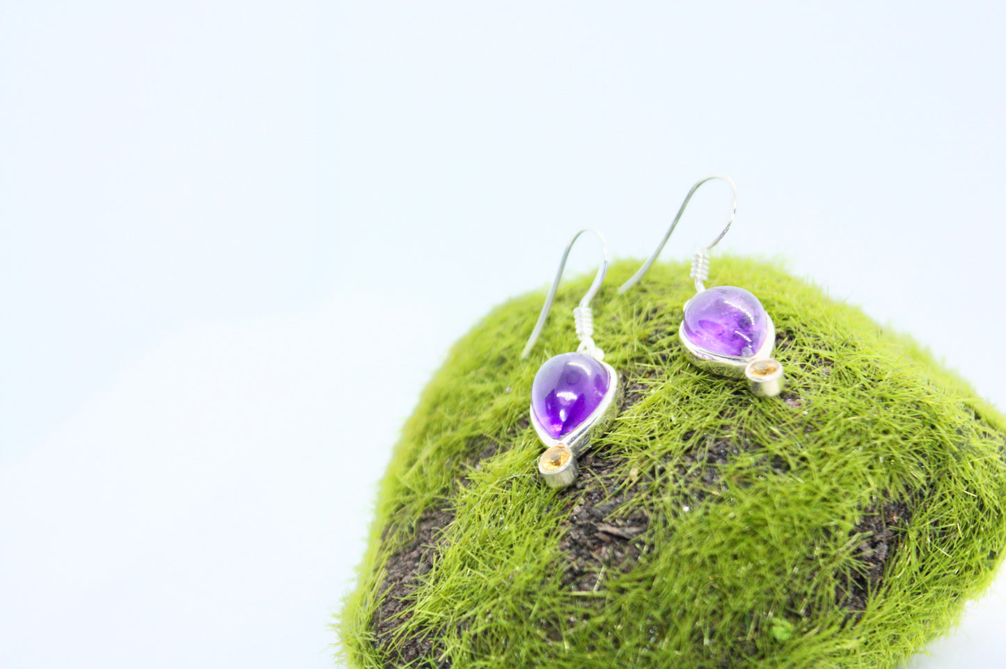 Amethyst and Citrine Sterling Silver Earrings