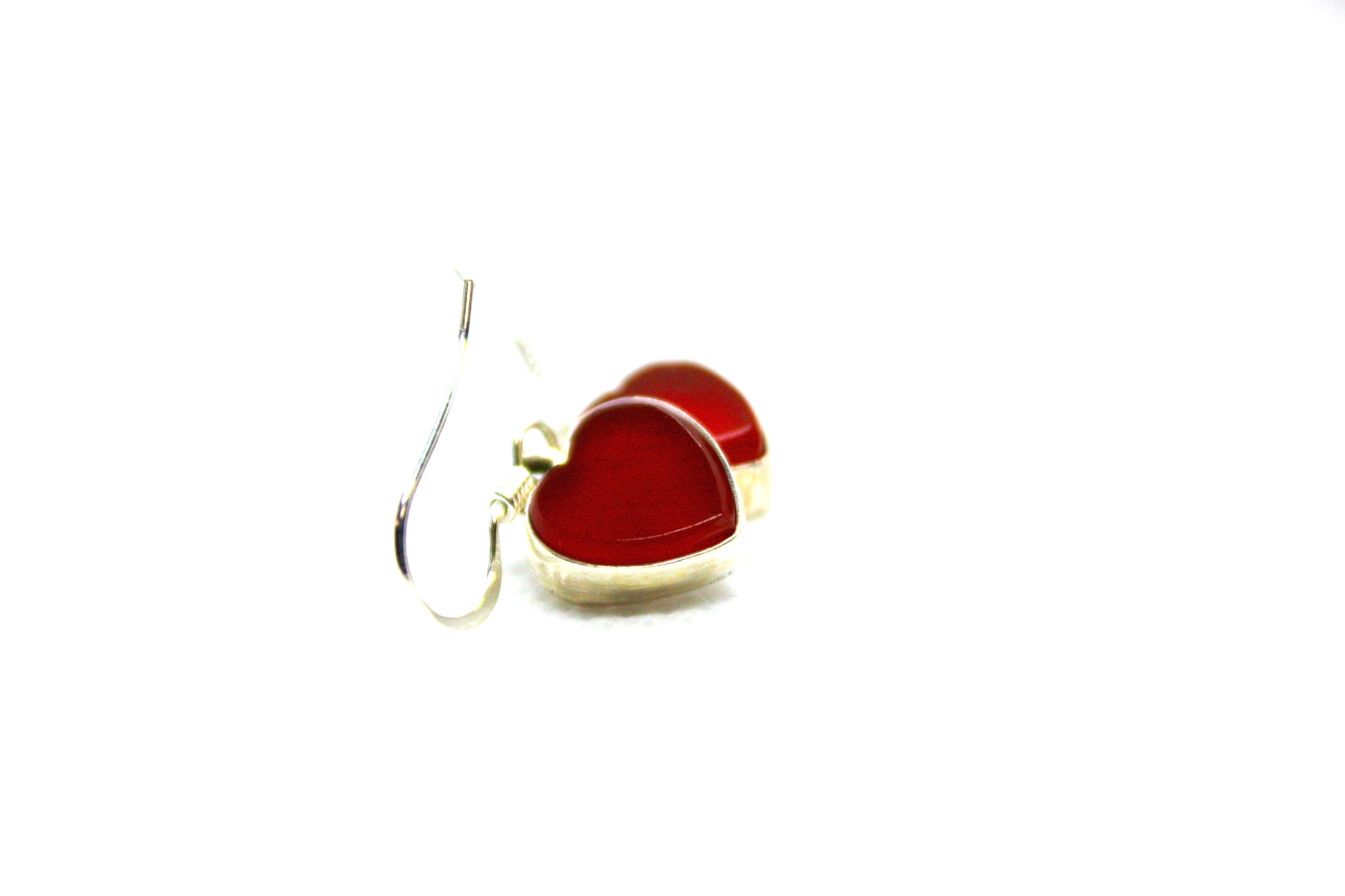 Carnelian Heart Sterling Silver Earrings. kraftymother.com