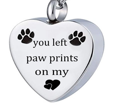 PET URN Necklace Set - You Left Paw Prints On My Heart
