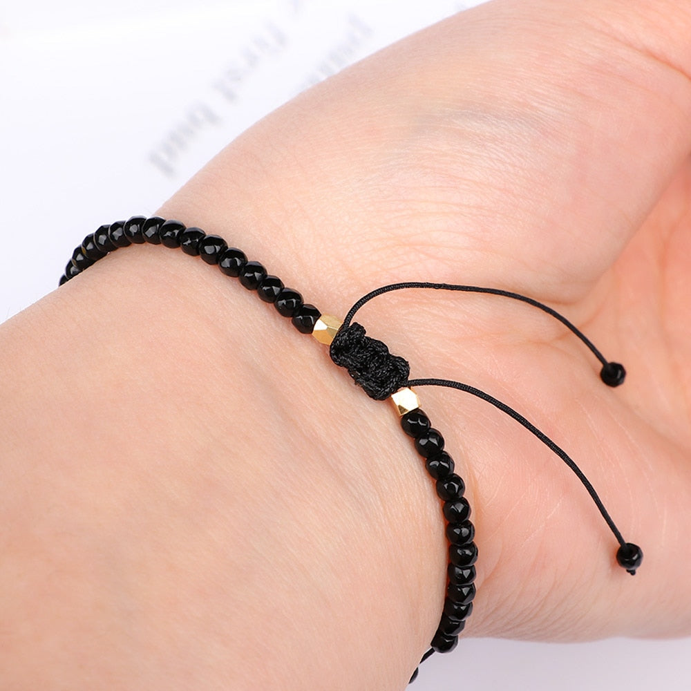 7 Chakra Bracelet and Black Coloured Small Bead Bracelet