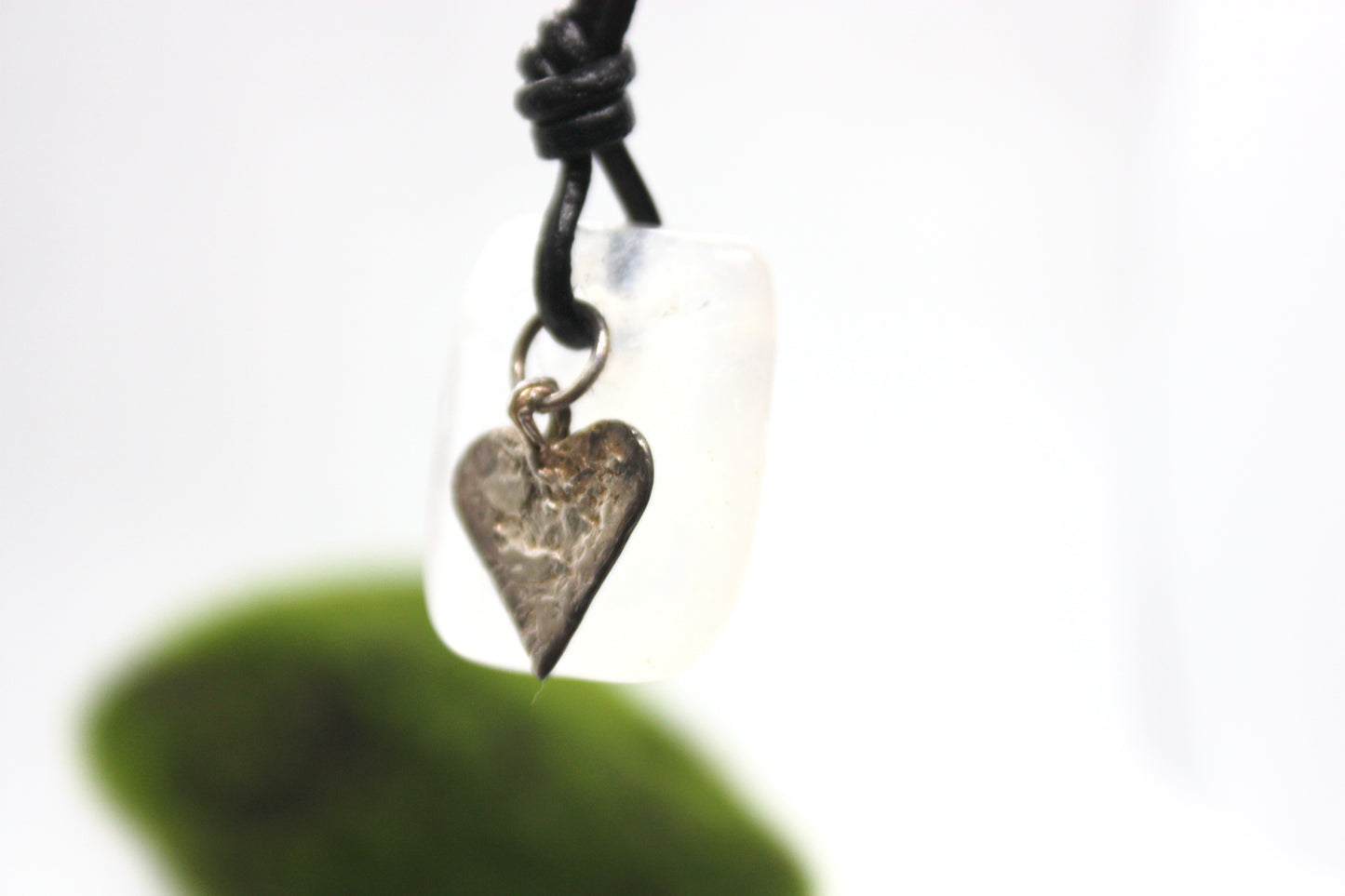 Handmade Fine Silver and Moonstone Pendant "Moon Love"