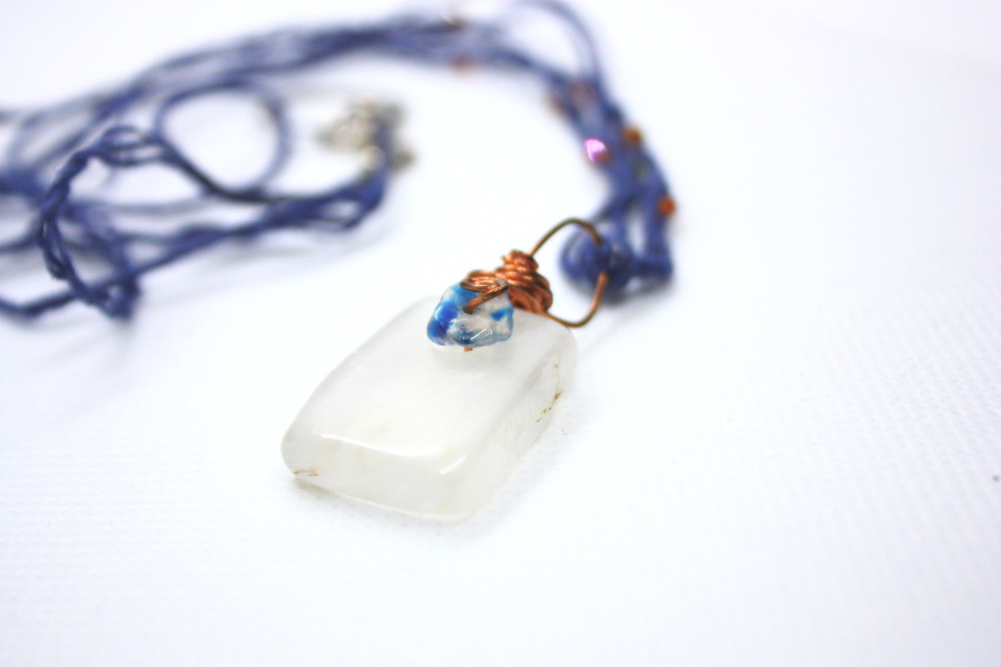 Moonstone and blue aventurine handmade necklace