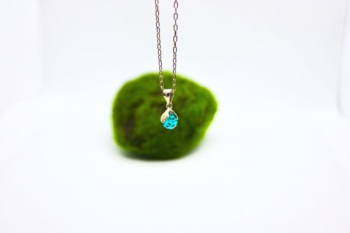 Minimalist Sterling Silver Necklace and Blue Charm