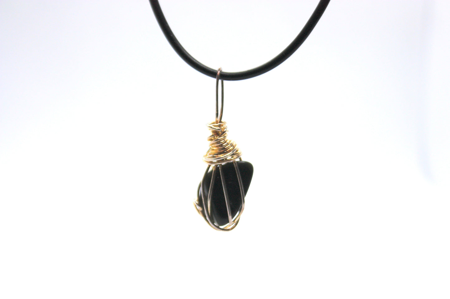 Handmade Wire Wrapped Sterling Silver Rainbow Obsidian Pendant and Necklace Large kraftymother.com