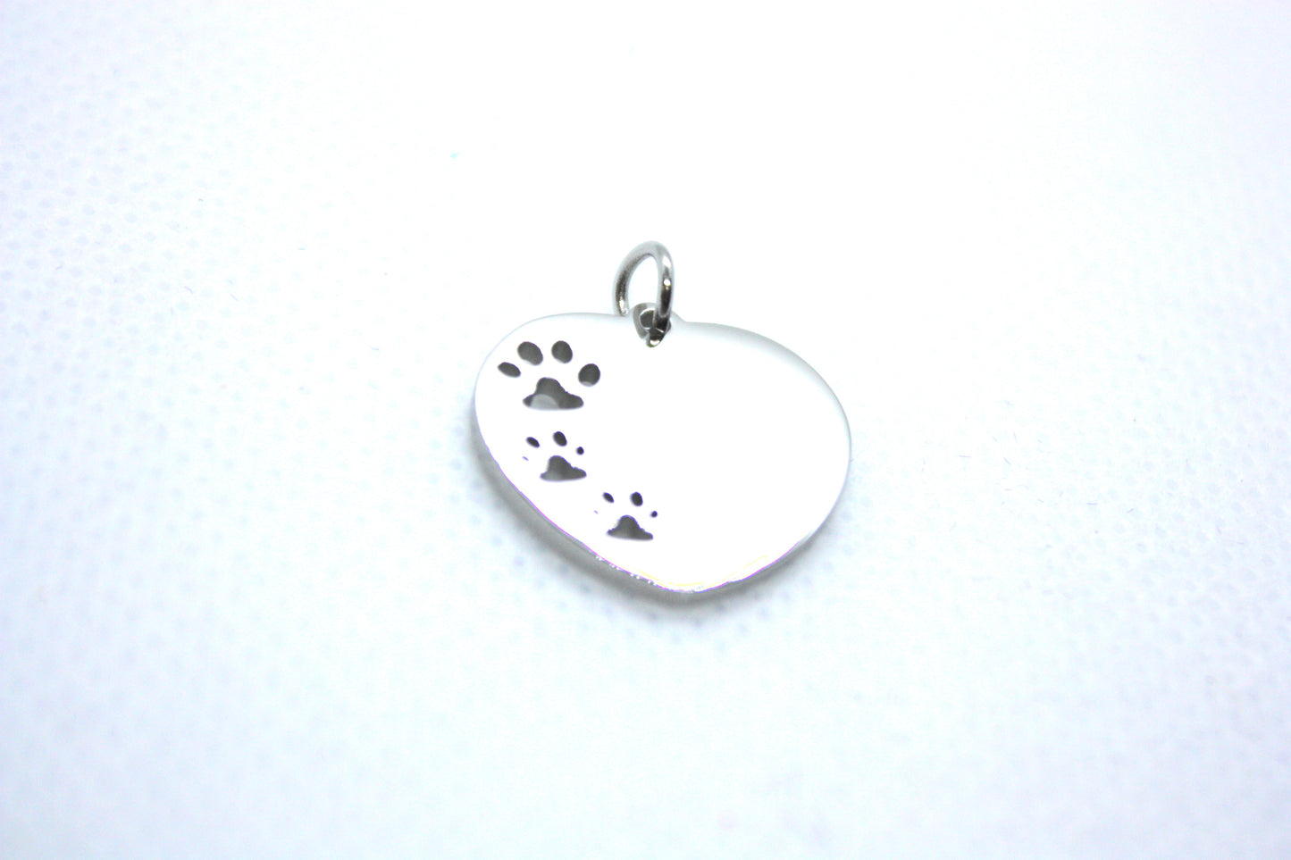Heart Pet Tag with Paws Prints