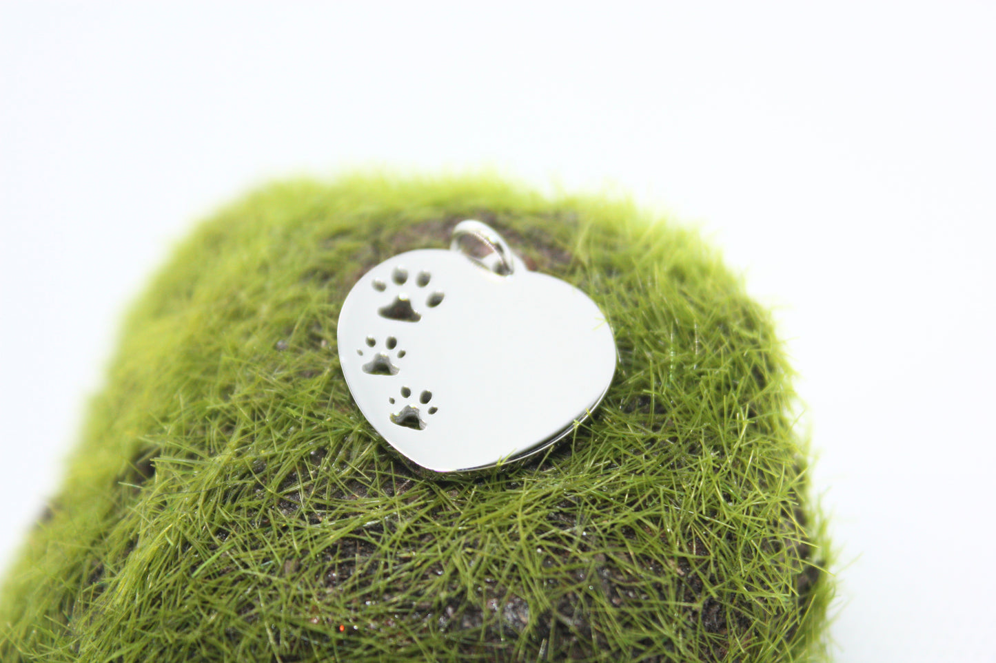 Heart Stainless Steel Pendant and Necklace with paws