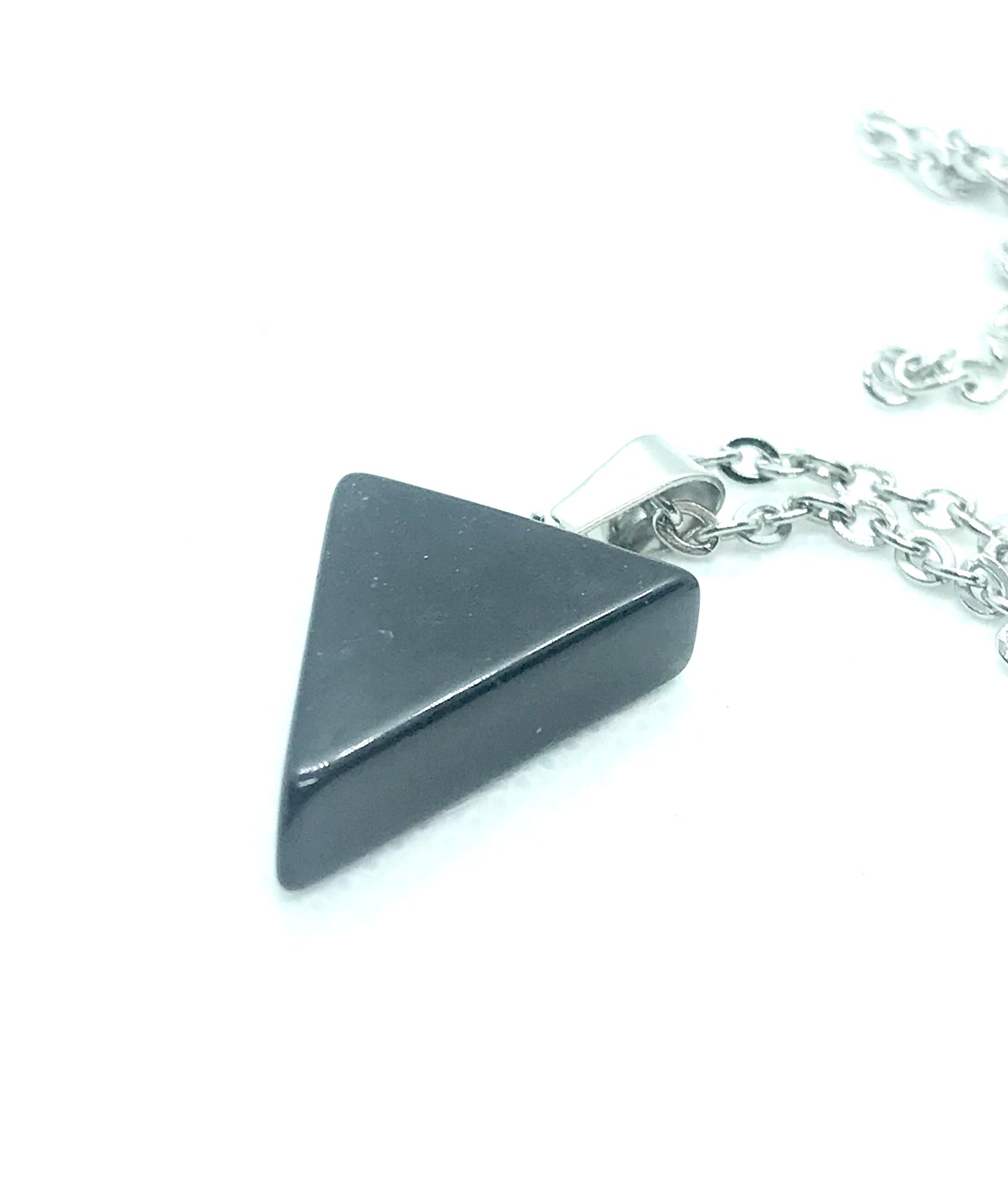 Black Agate Triangle Pendant and Necklace